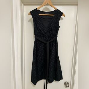 Banana Republic petite black polka-dot V-neck dress P00